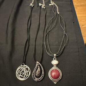 Lia Sofia Silver Tone Necklaces - Lot Of 3